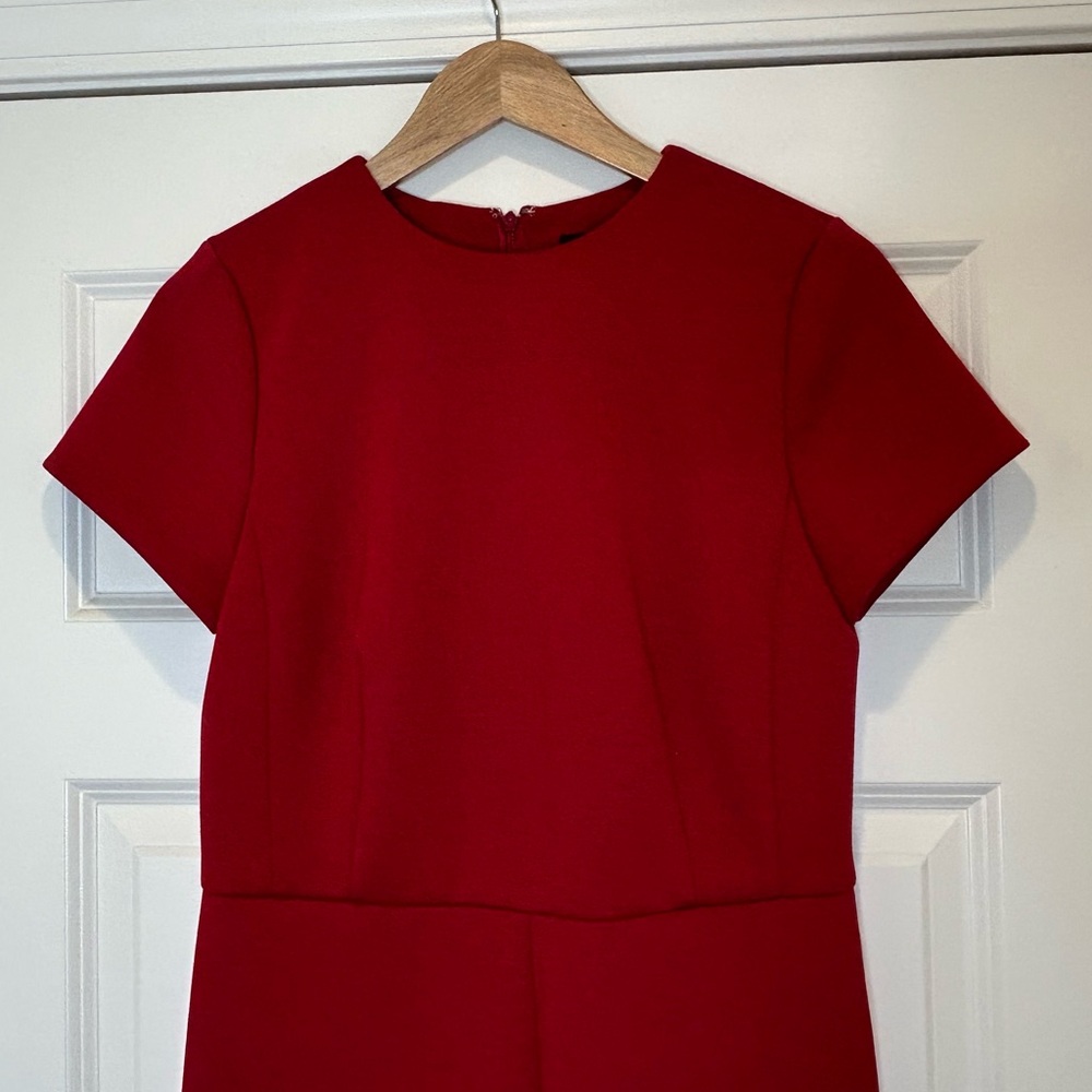 Ann Taylor Crimson Red Ponte Knit Dress Mid Length 6 - Picture 3 of 8